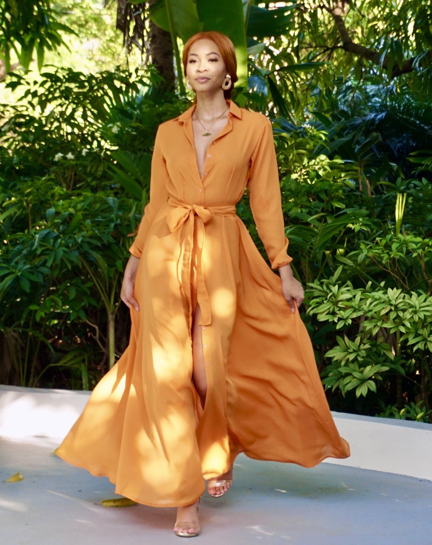 Summer Shirt Dress Orange