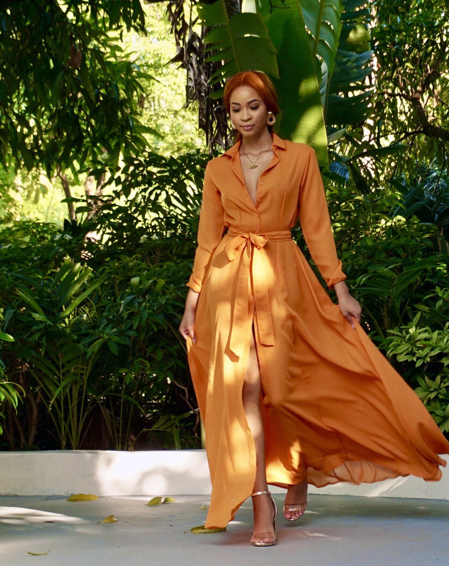Summer Shirt Dress Orange