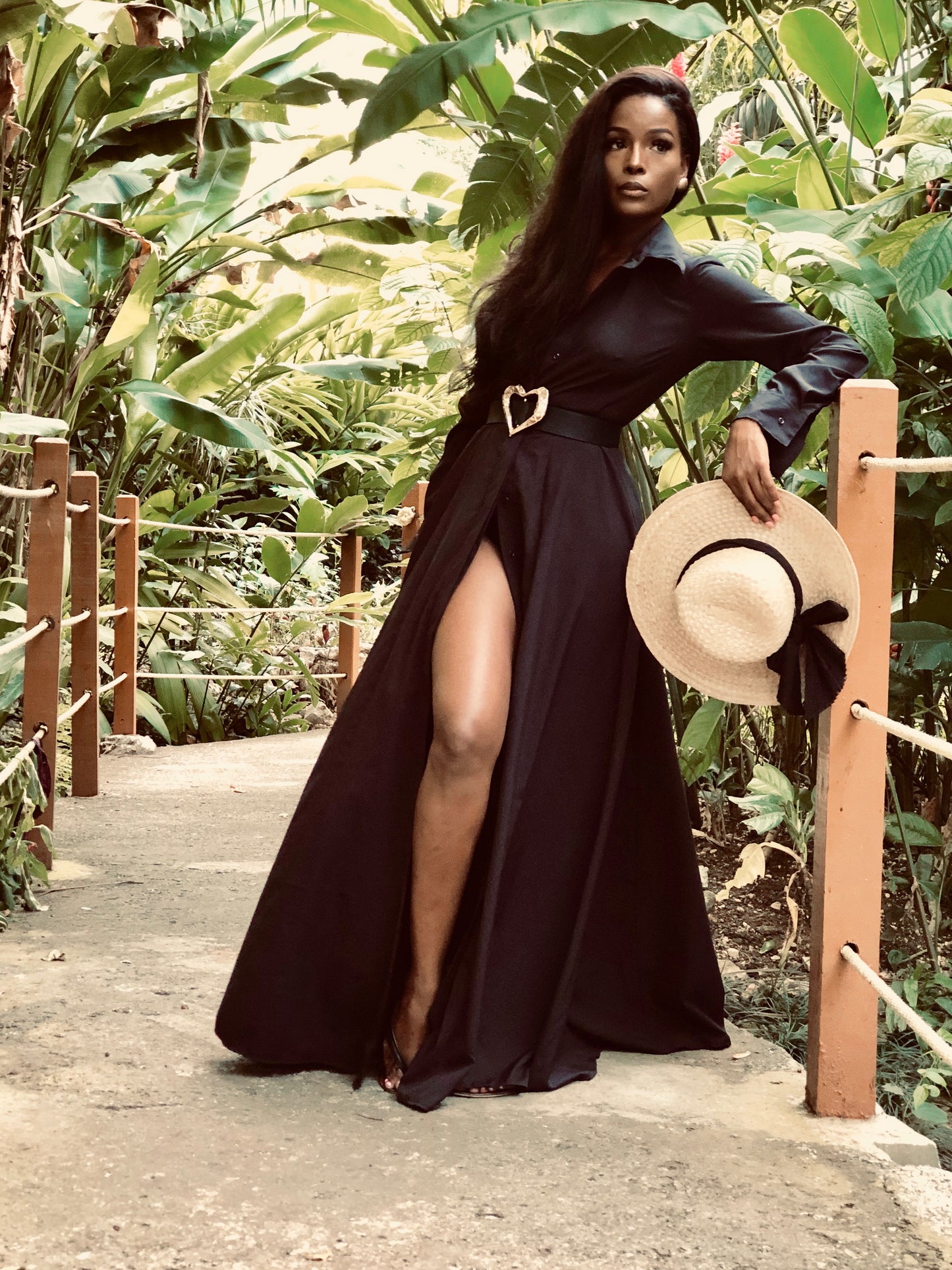 Black Floor Length Shirt Dress
