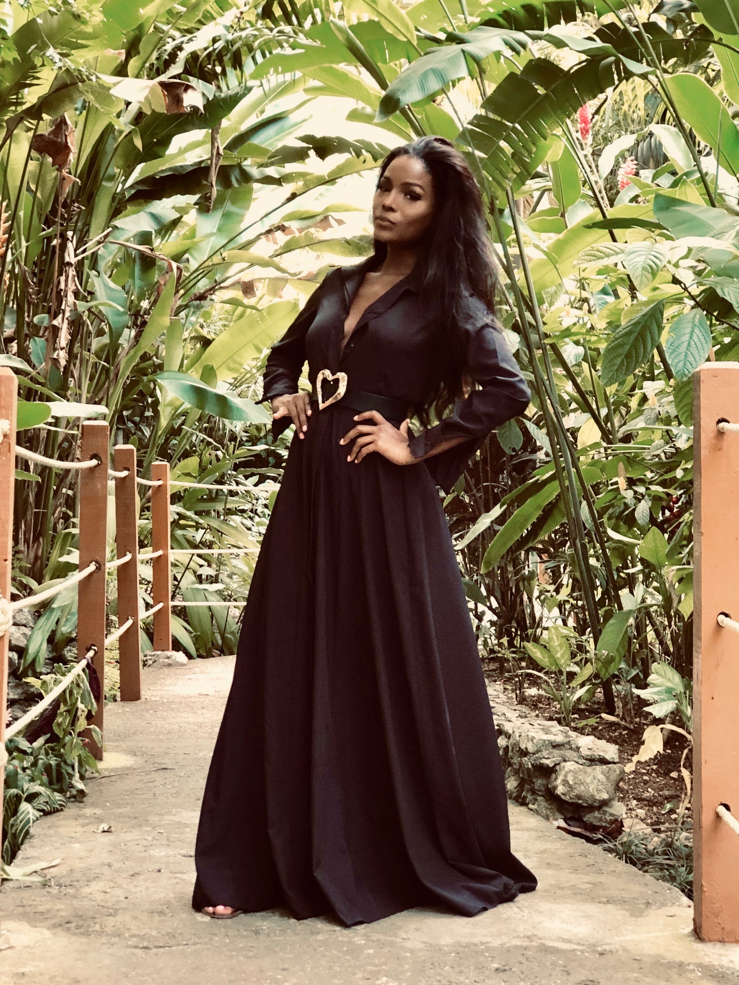 Black Floor Length Shirt Dress