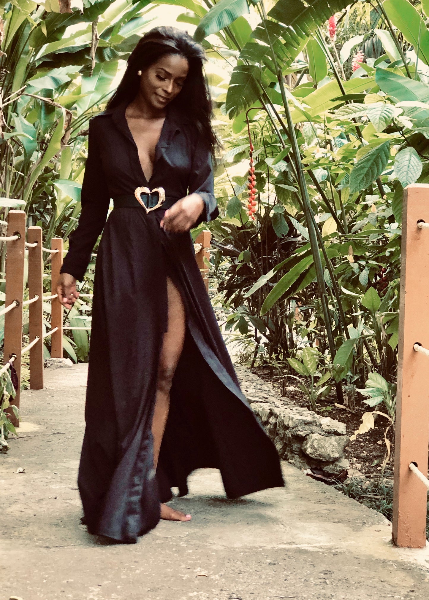 Black Floor Length Shirt Dress