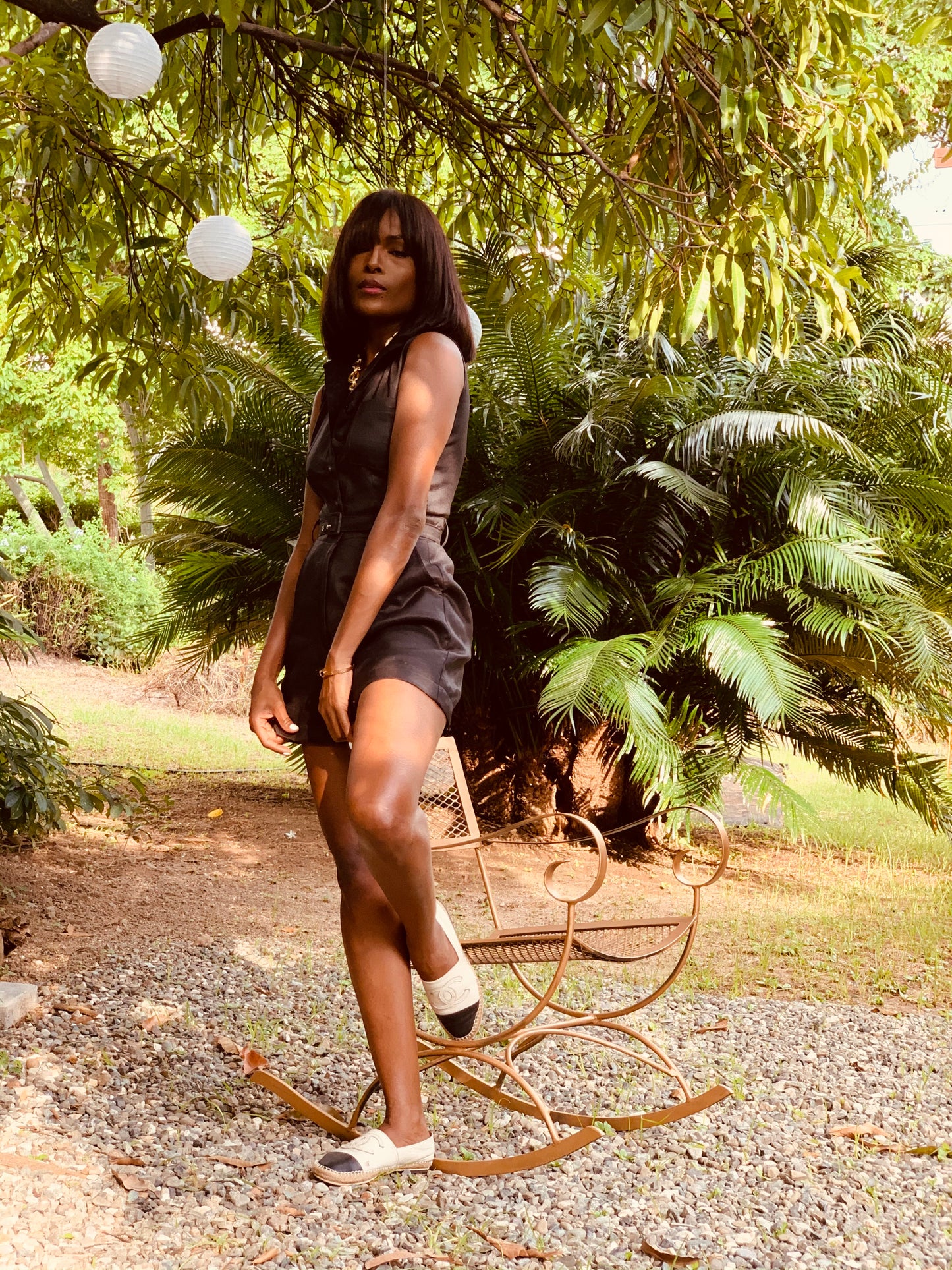 Tailored Linen Playsuit/Romper Black