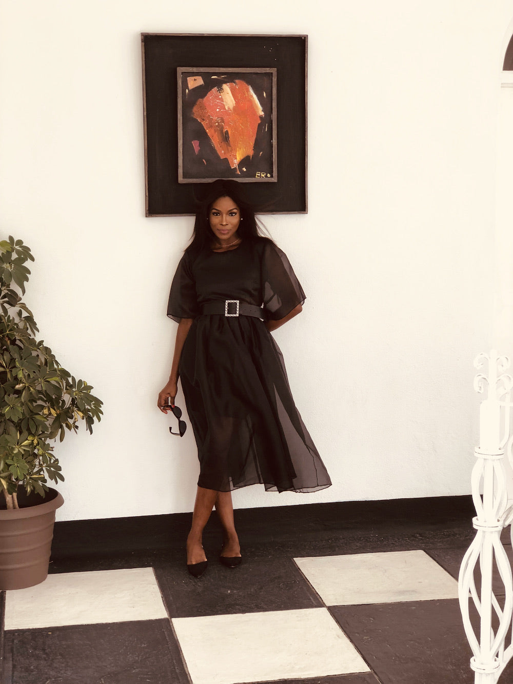 Organza Pouf Dress Black