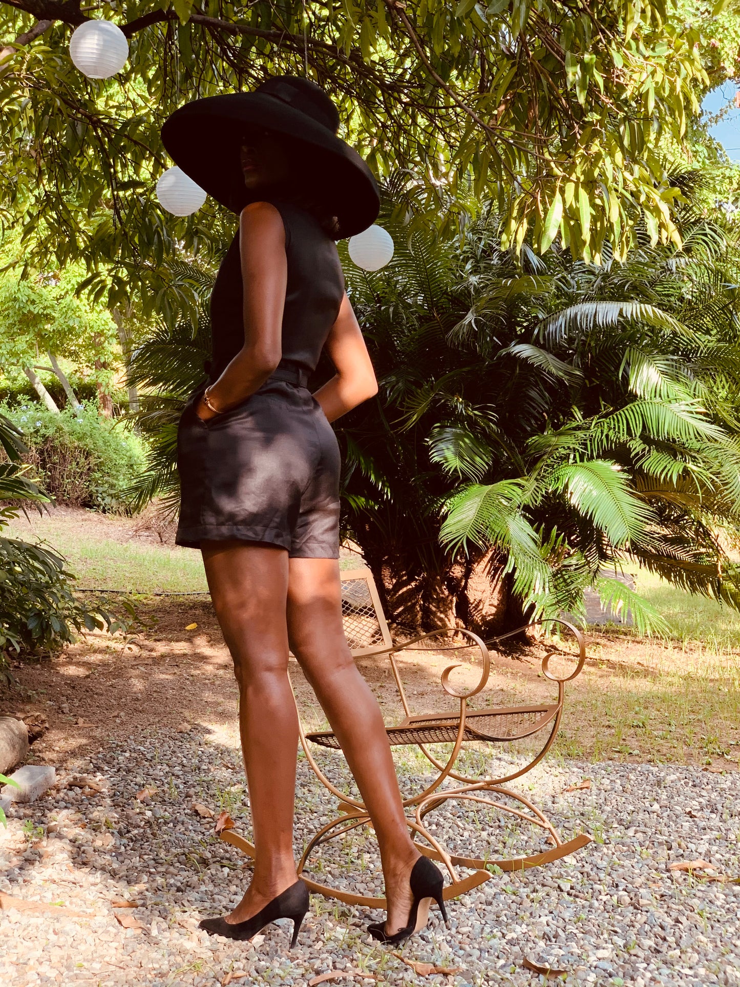 Tailored Linen Playsuit/Romper Black