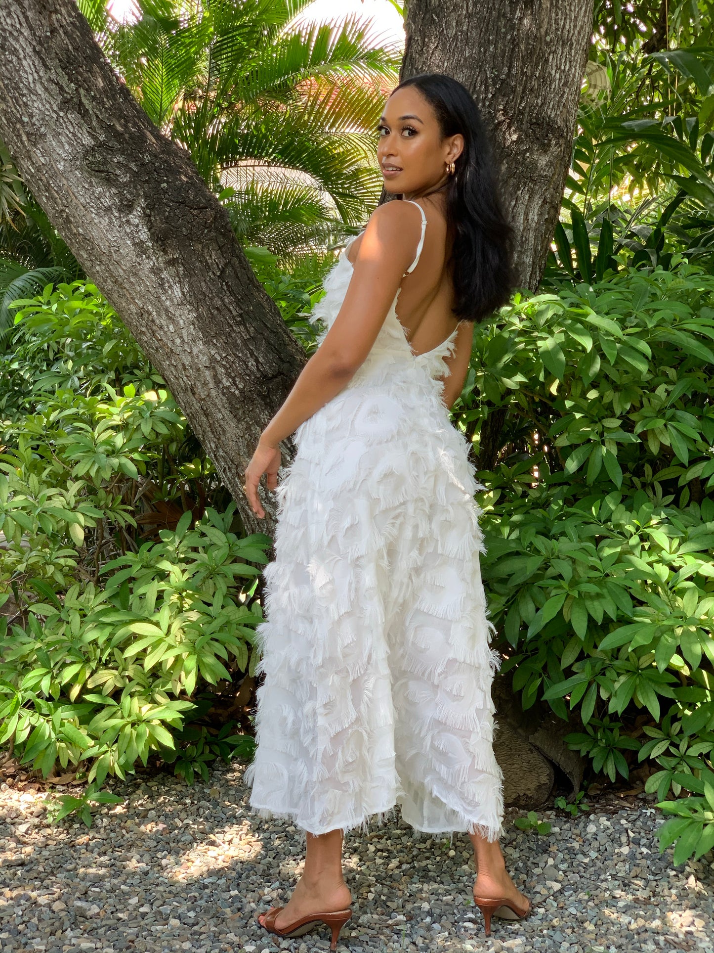 Feathered Dress White