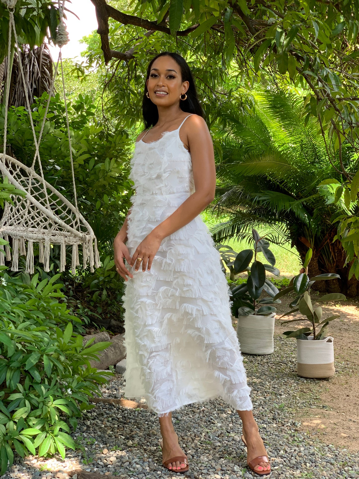 Feathered Dress White