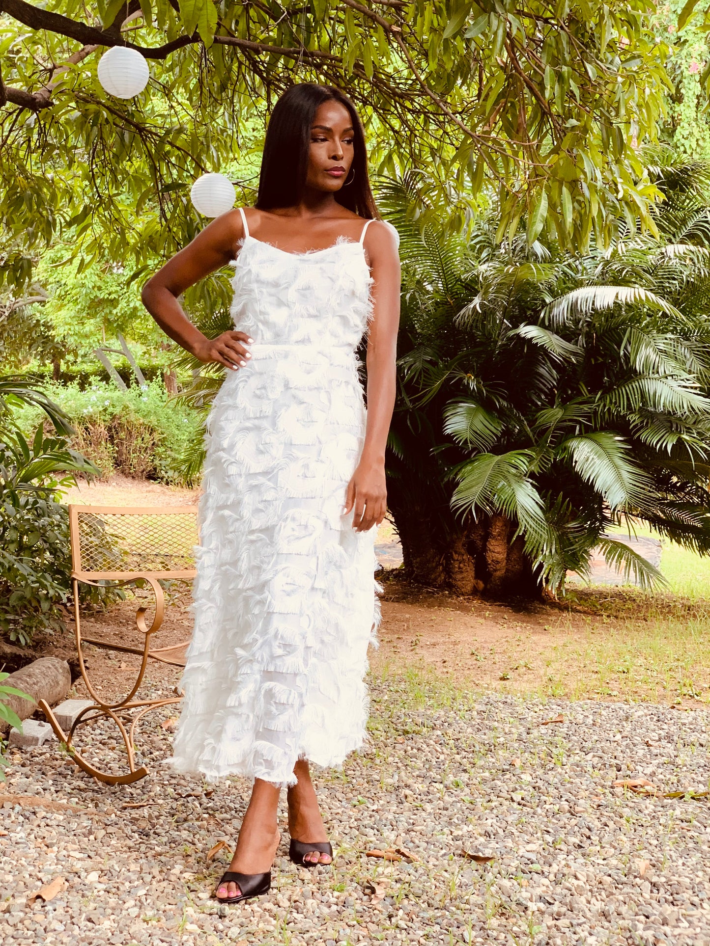 Feathered Dress White