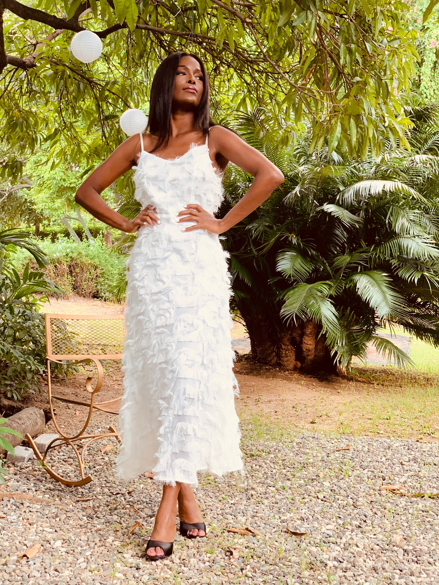 Feathered Dress White