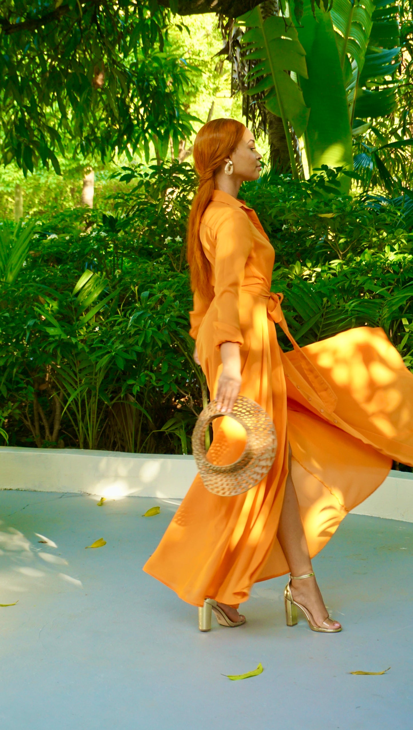 Button Up Summer Dress Burnt Orange