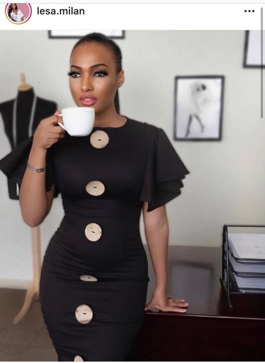 Pressing Buttons Dress Black