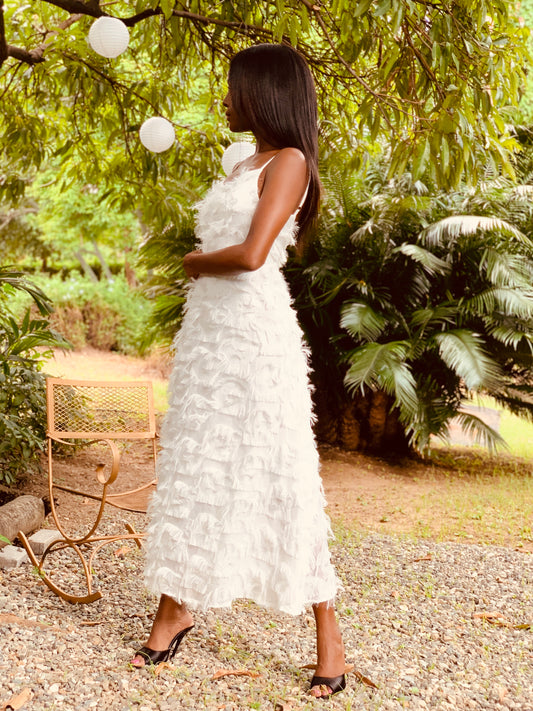 Feathered Dress White