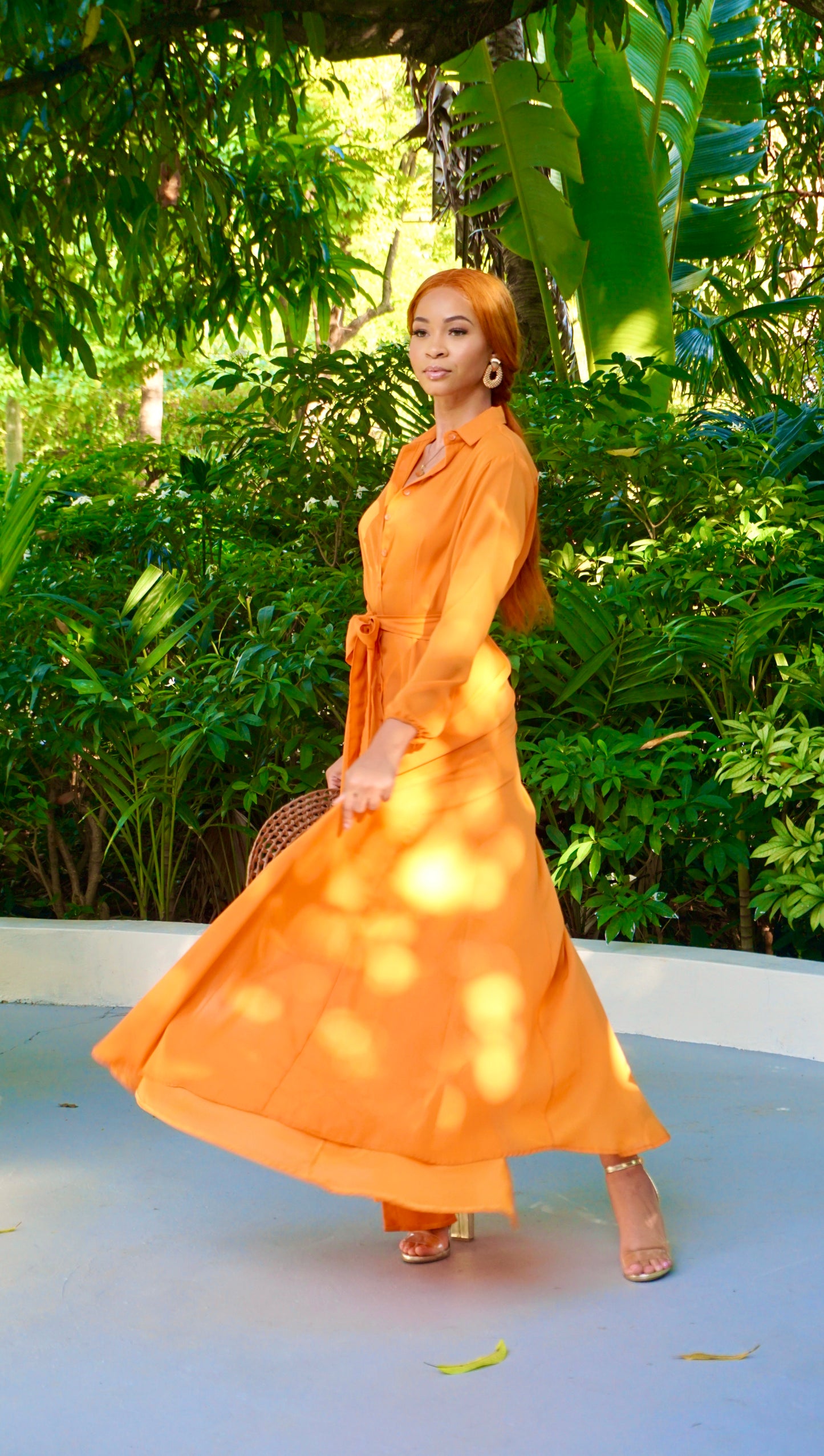 Button Up Summer Dress Burnt Orange