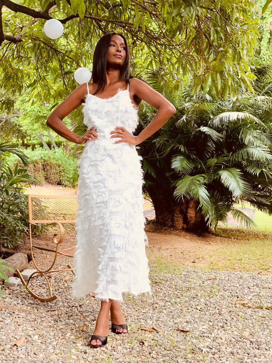 Feathered Dress White